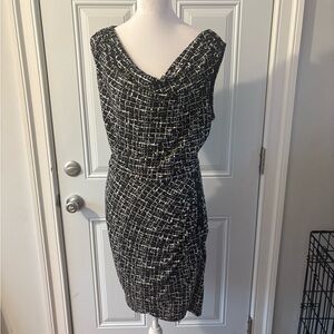 White House Black Market Textured Black and White Midi Dress